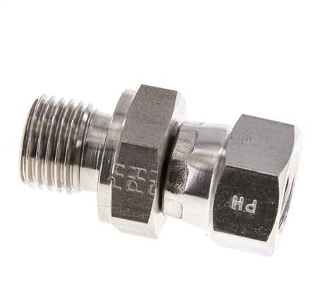 JIC Verloopnippel UNF 7/16''-20 Binnendraad X G1/4'' Buitendraad Verstelbaar RVS 310bar