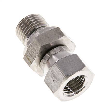 JIC Verloopnippel UNF 7/16''-20 Binnendraad X G1/4'' Buitendraad Verstelbaar RVS 310bar