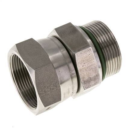 JIC Verloopnippel UN 1-7/8''-12 Binnendraad X G1 1/2'' Buitendraad Verstelbaar RVS 105bar
