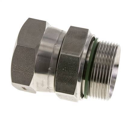 JIC Verloopnippel UN 1-7/8''-12 Binnendraad X G1 1/2'' Buitendraad Verstelbaar RVS 105bar