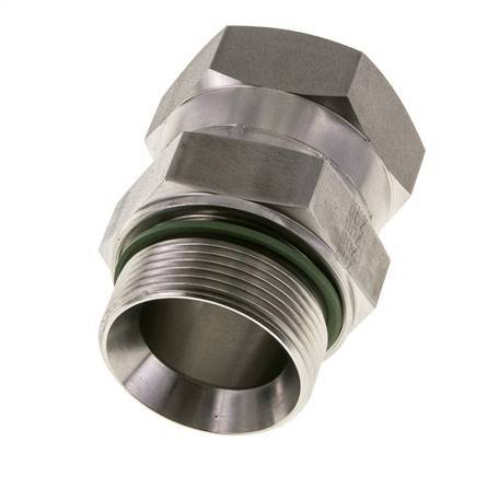JIC Verloopnippel UN 1-7/8''-12 Binnendraad X G1 1/2'' Buitendraad Verstelbaar RVS 105bar