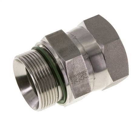 JIC Verloopnippel UN 1-7/8''-12 Binnendraad X G1 1/2'' Buitendraad Verstelbaar RVS 105bar