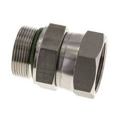 JIC Verloopnippel UN 1-7/8''-12 Binnendraad X G1 1/2'' Buitendraad Verstelbaar RVS 105bar