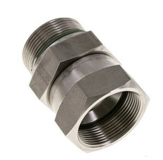 JIC Verloopnippel UN 1-7/8''-12 Binnendraad X G1 1/2'' Buitendraad Verstelbaar RVS 105bar
