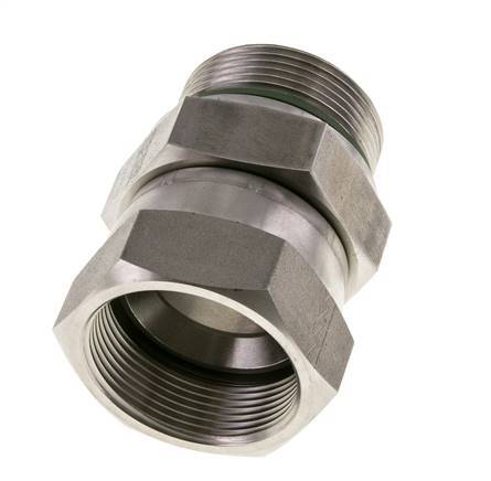 JIC Verloopnippel UN 1-7/8''-12 Binnendraad X G1 1/2'' Buitendraad Verstelbaar RVS 105bar