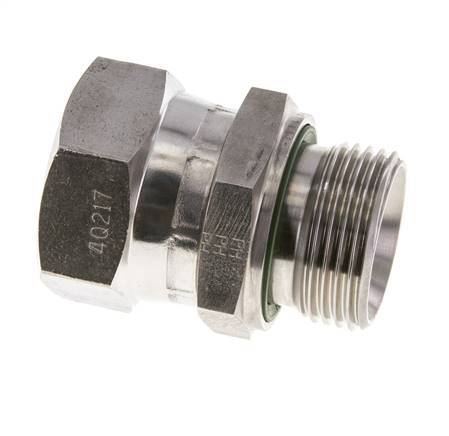 JIC Verloopnippel UN 1-5/16''-12 Binnendraad X G1'' Buitendraad Regelbaar RVS 170bar
