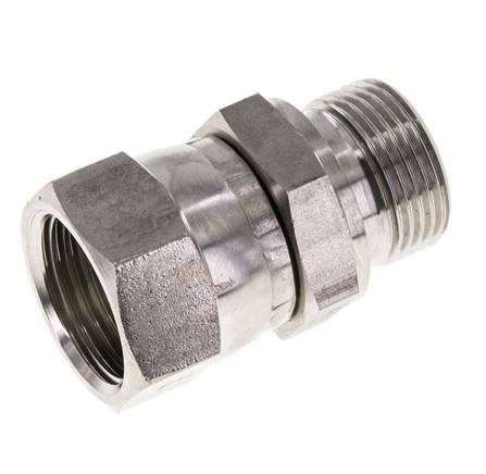 JIC Verloopnippel UN 1-1/16''-12 Binnendraad X G3/4'' Buitendraad Verstelbaar RVS 210bar