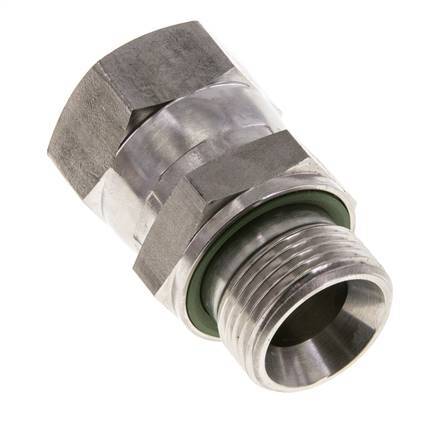 JIC Verloopnippel UN 1-1/16''-12 Binnendraad X G3/4'' Buitendraad Verstelbaar RVS 210bar