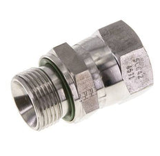 JIC Verloopnippel UN 1-1/16''-12 Binnendraad X G3/4'' Buitendraad Verstelbaar RVS 210bar
