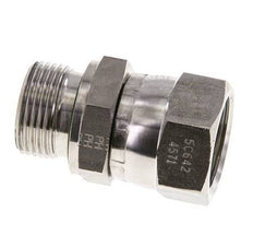 JIC Verloopnippel UN 1-1/16''-12 Binnendraad X G3/4'' Buitendraad Verstelbaar RVS 210bar