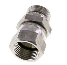 JIC Verloopnippel UN 1-1/16''-12 Binnendraad X G3/4'' Buitendraad Verstelbaar RVS 210bar