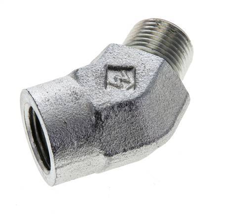 45deg Angled Fitting 3/8'' NPT Male x Female Steel 210bar (2950.5psi)
