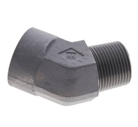 45° L-Koppeling 1'' NPT Buitendraad X Binnendraad Staal 140bar