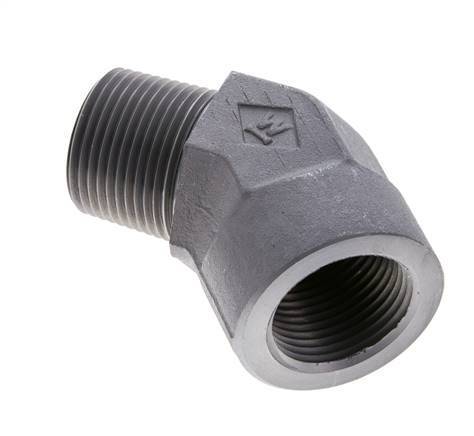45° L-Koppeling 1'' NPT Buitendraad X Binnendraad Staal 140bar