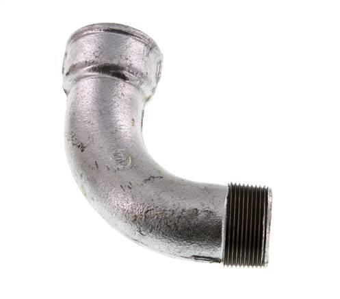 90° L-Koppeling 1 1/2'' Buitendraad R X Binnendraad Rp Lang Gietijzer 25bar