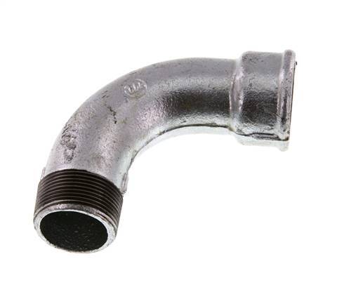 90° L-Koppeling 1 1/2'' Buitendraad R X Binnendraad Rp Lang Gietijzer 25bar