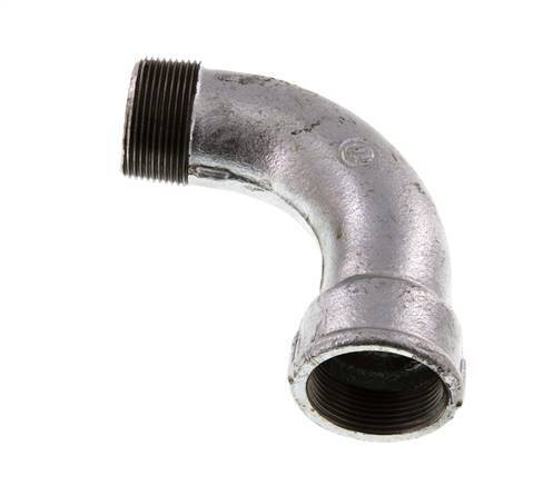 90° L-Koppeling 1 1/2'' Buitendraad R X Binnendraad Rp Lang Gietijzer 25bar