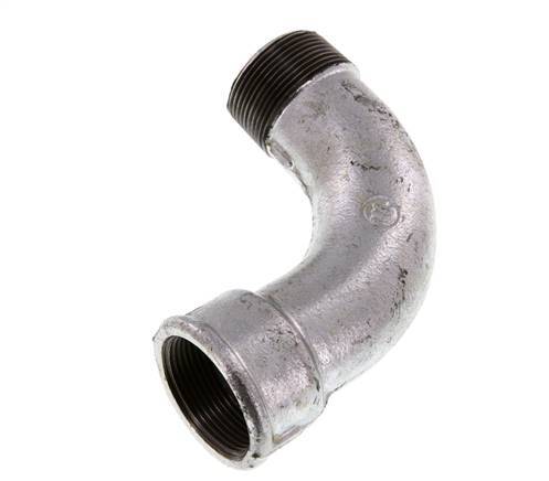 90° L-Koppeling 1 1/2'' Buitendraad R X Binnendraad Rp Lang Gietijzer 25bar
