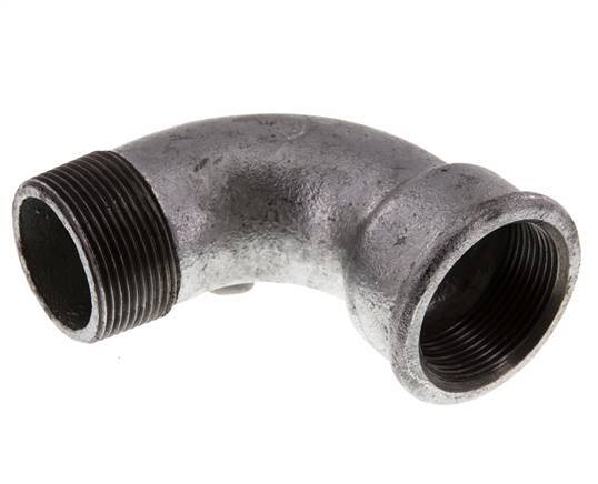 90° L-Koppeling 1 1/2'' Buitendraad R X Binnendraad Rp Kort Gietijzer 25bar