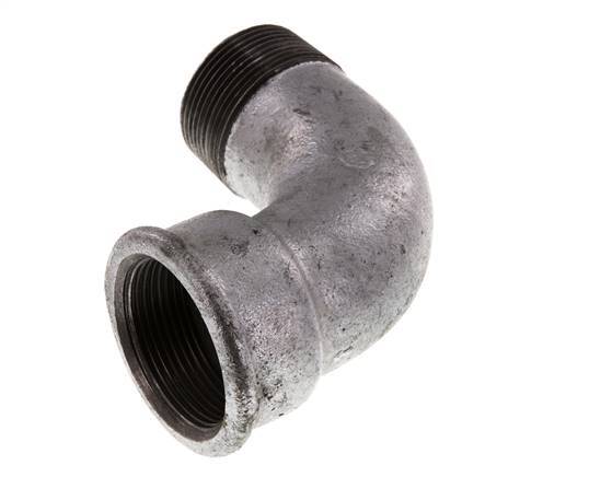 90° L-Koppeling 1 1/2'' Buitendraad R X Binnendraad Rp Kort Gietijzer 25bar