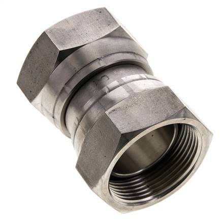 Rechte Verloopnippel G1 1/2'' Binnendraad Hoge Druk RVS 60° Conus 125bar Hydrauliek
