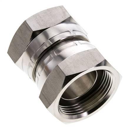 Rechte Verloopnippel G1 1/4'' Binnendraad Hoge Druk RVS 60° Conus 150bar Hydrauliek