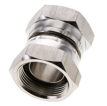 Rechte Verloopnippel G1 1/4'' Binnendraad Hoge Druk RVS 60° Conus 150bar Hydrauliek