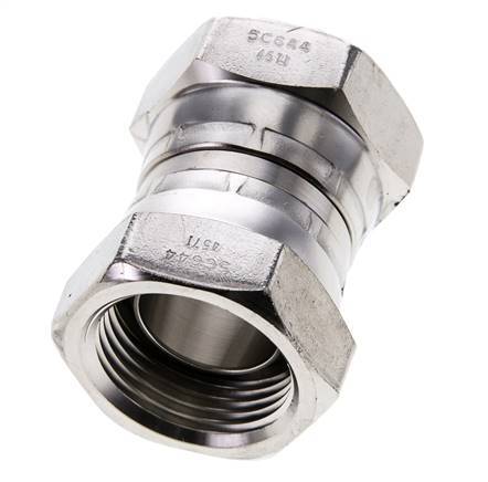 Rechte Verloopnippel G1'' Binnendraad Hoge Druk RVS 60° Conus 150bar Hydrauliek