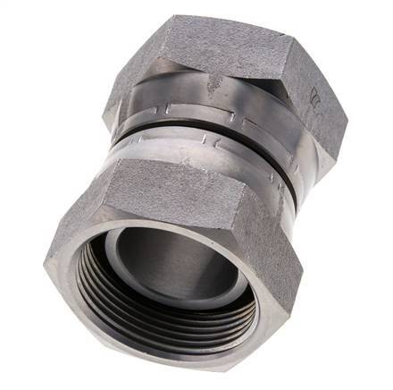 Rechte Verloopnippel G1 1/2'' Binnendraad Hoge Druk Staal 60° Conus 125bar Hydrauliek