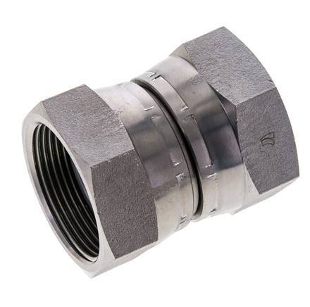 Rechte Verloopnippel G1 1/2'' Binnendraad Hoge Druk Staal 60° Conus 125bar Hydrauliek