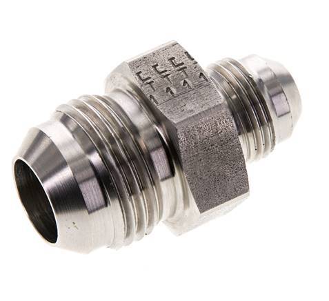 JIC Dubbele Verloopnippel UNF 3/4''-16 X UN 1-1/16''-12 RVS 210bar