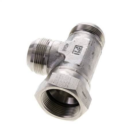 JIC T-koppeling UN 1-5/8''-12 Binnendraad x Buitendraad RVS 210 bar (2950.5psi)