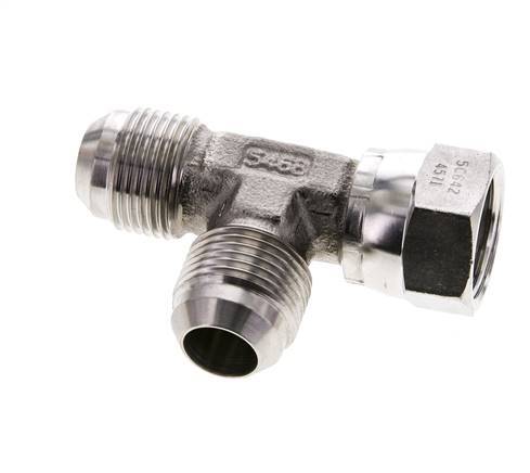 JIC T-koppeling UN 1-1/16''-12 binnendraad x buitendraad RVS 350 bar (4917.5psi)