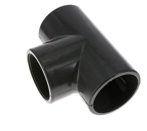 PVC Tee Fitting Female Socket 75mm x Female Rp2-1/2''