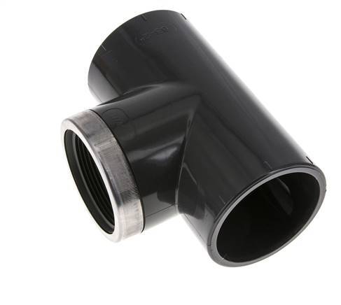 PVC Tee Fitting Female Socket 63mm x Female Rp2''