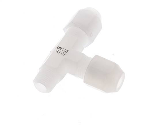 4x6mm & R1/8'' PVDF Right Angle Tee Hose Fitting with Male Threads 10bar/145psi