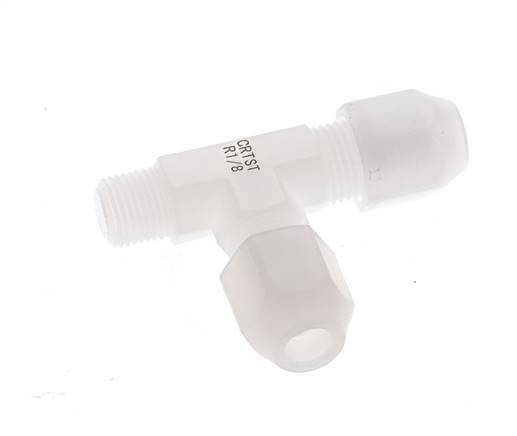 4x6mm & R1/8'' PVDF Right Angle Tee Hose Fitting with Male Threads 10bar/145psi