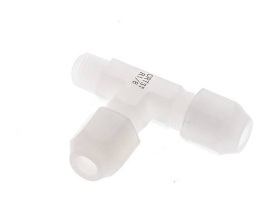 4x6mm & R1/8'' PVDF Right Angle Tee Hose Fitting with Male Threads 10bar/145psi