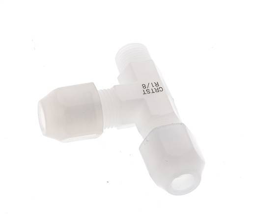 4x6mm & R1/8'' PVDF Right Angle Tee Hose Fitting with Male Threads 10bar/145psi