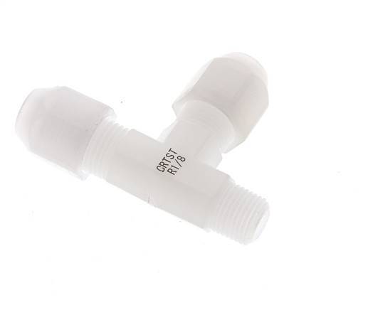 4x6mm & R1/8'' PVDF Right Angle Tee Hose Fitting with Male Threads 10bar/145psi