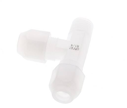 6x8mm & R1/4'' PVDF Right Angle Tee Hose Fitting with Male Threads 10bar/145psi