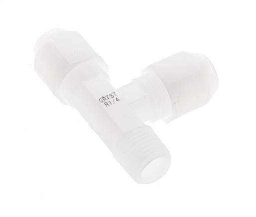 6x8mm & R1/4'' PVDF Right Angle Tee Hose Fitting with Male Threads 10bar/145psi