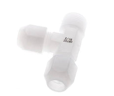 10x12mm & R1/2'' PVDF Right Angle Tee Hose Fitting with Male Threads 10bar/145psi