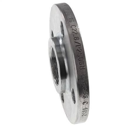 Threaded Flange DN40-PN16 Rp 1-1/2'' Zinc-Plated Steel DIN 2566