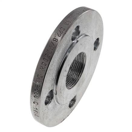 Threaded Flange DN40-PN16 Rp 1-1/2'' Zinc-Plated Steel DIN 2566