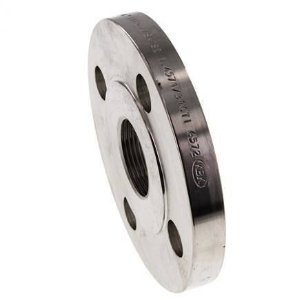 Threaded Flange DN32-PN16 (EN) Rp 1-1/4'' Stainless Steel 1.4571 EN 1092-1 (type 13)