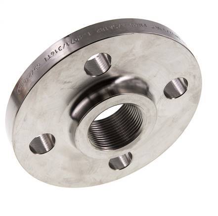 Threaded Flange DN32-PN16 (EN) Rp 1-1/4'' Stainless Steel 1.4571 EN 1092-1 (type 13)
