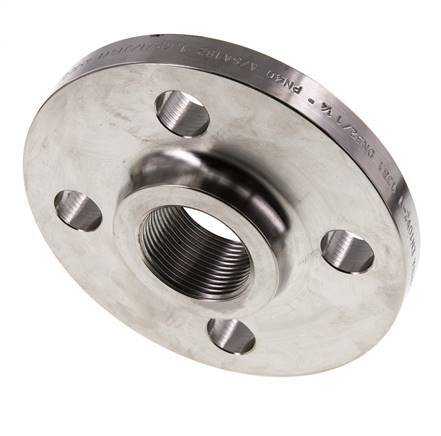 Threaded Flange DN20-PN16 (EN) Rp 3/4'' Stainless Steel 1.4571 EN 1092-1 (type 13)