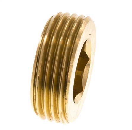 1'' Messing Plug met Binnenzeskant zonder kraag 16 Bar