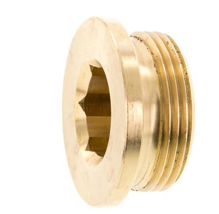 G 1 1/4'' Messing Plug met Binnenzeskant 16 Bar